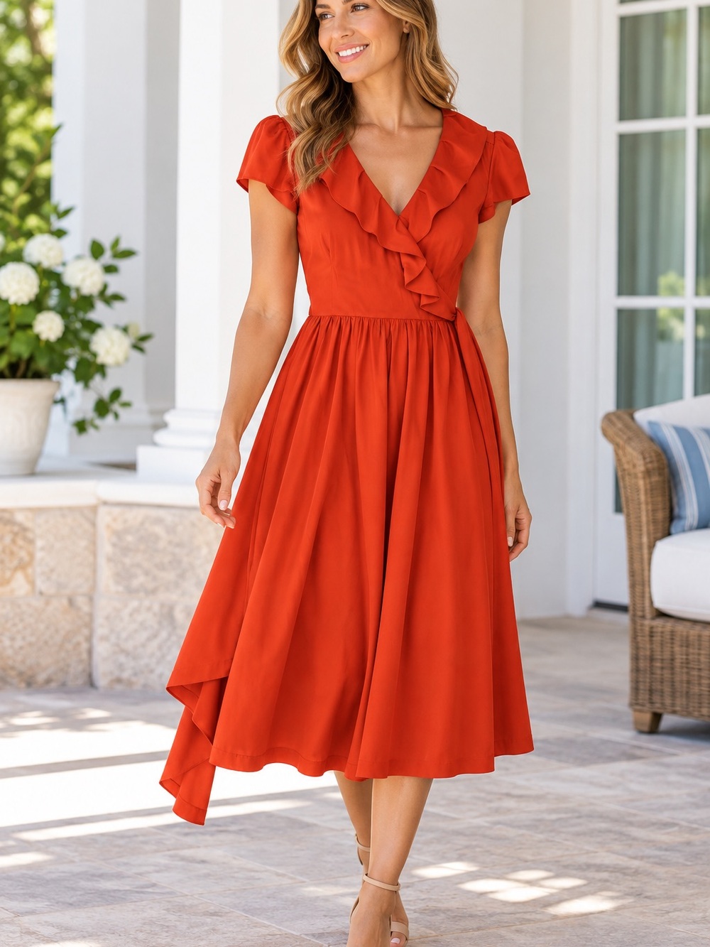 Banana Republic True Wrap Dress,Ruffle V-Neck